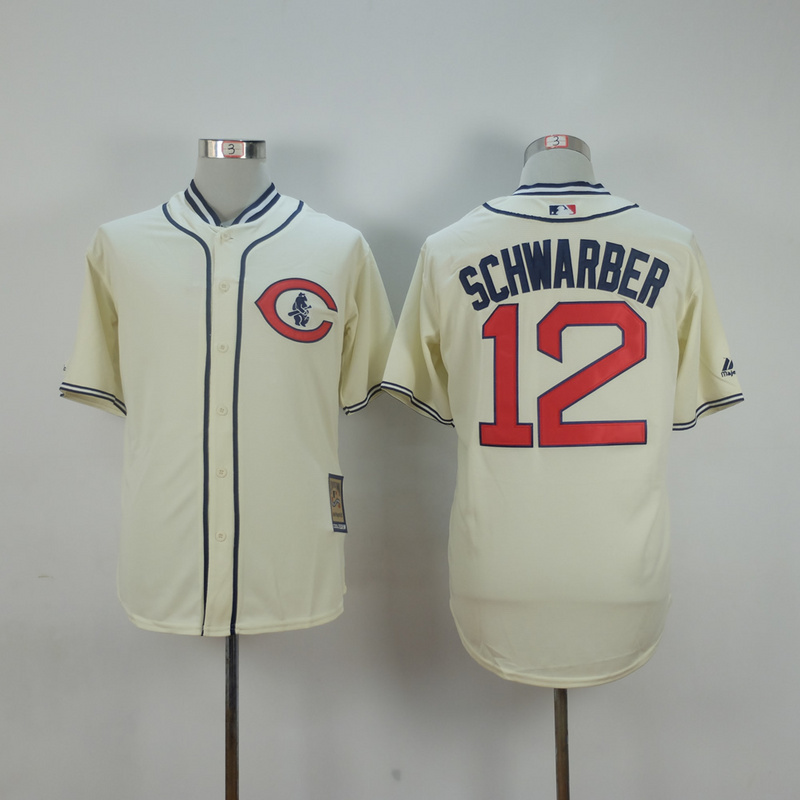 Men Chicago Cubs #12 Schwarber Cream Throwback 1929 MLB Jerseys